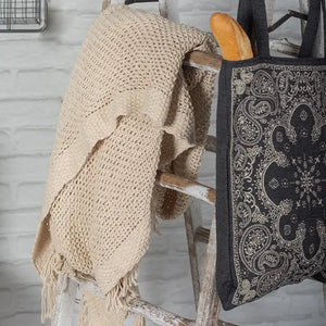 Knitted Cream Cotton Throw