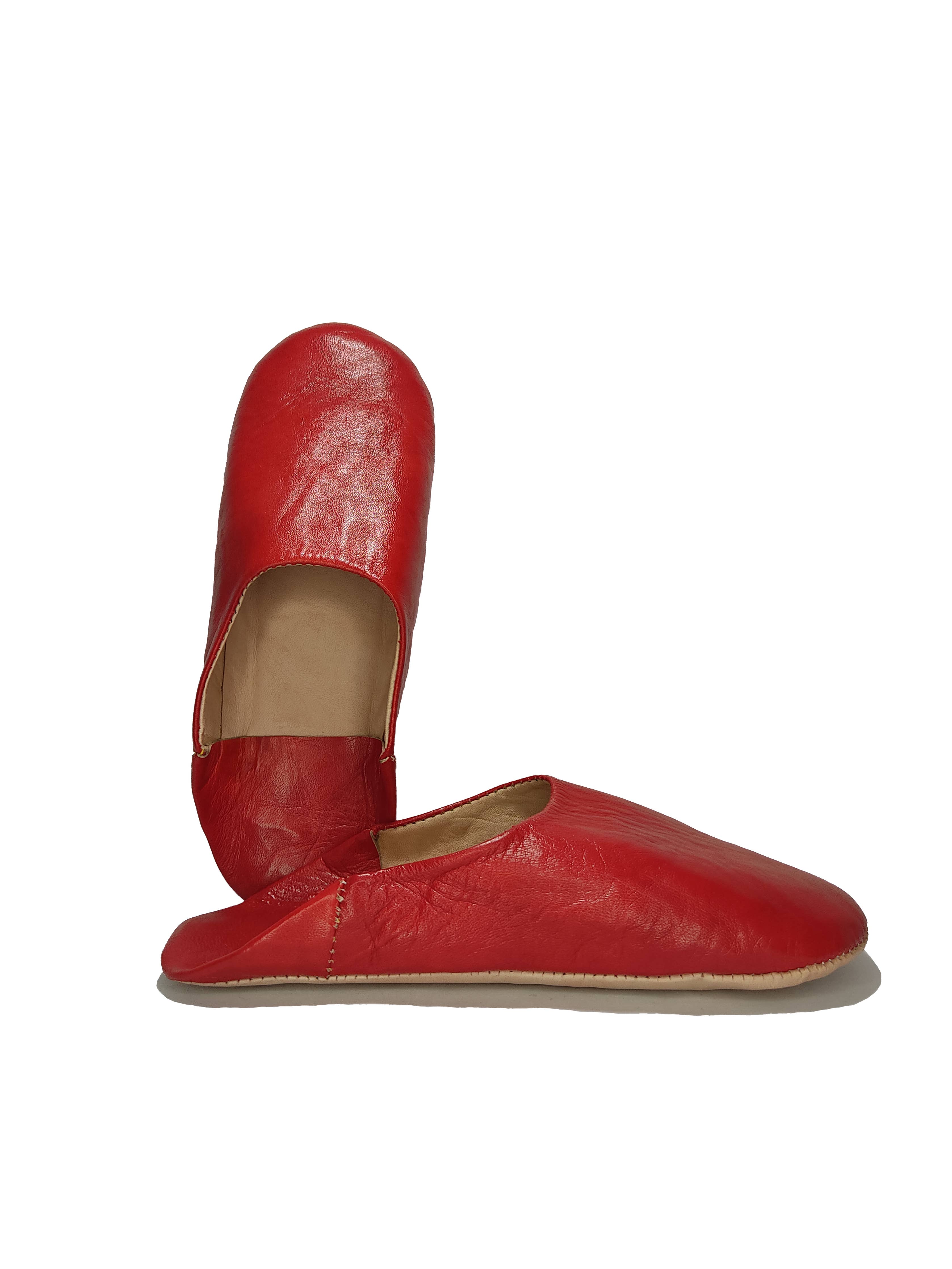 Womens Moroccan Babouche Slippers Handmade Red