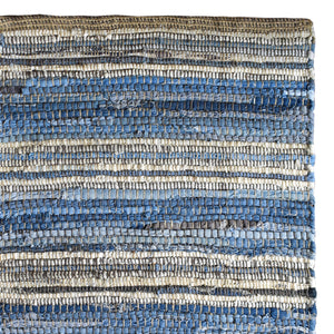 Indigo Recycled Denim & Leather Rug