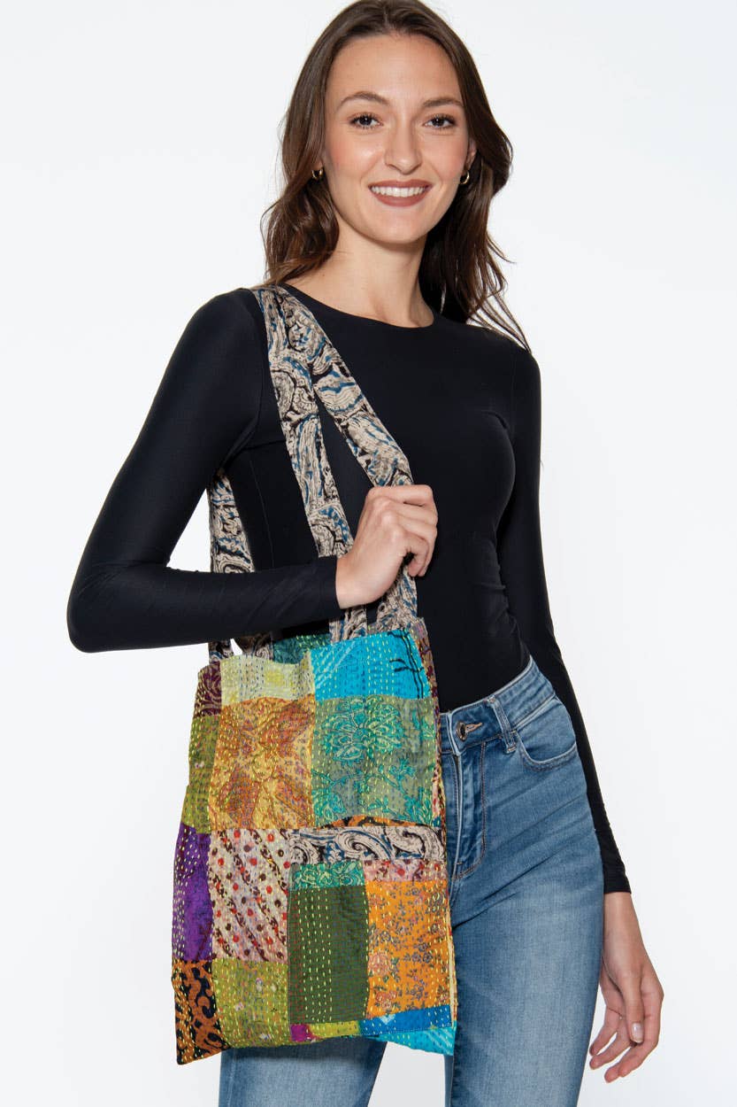 Silk Kantha Tote Bag