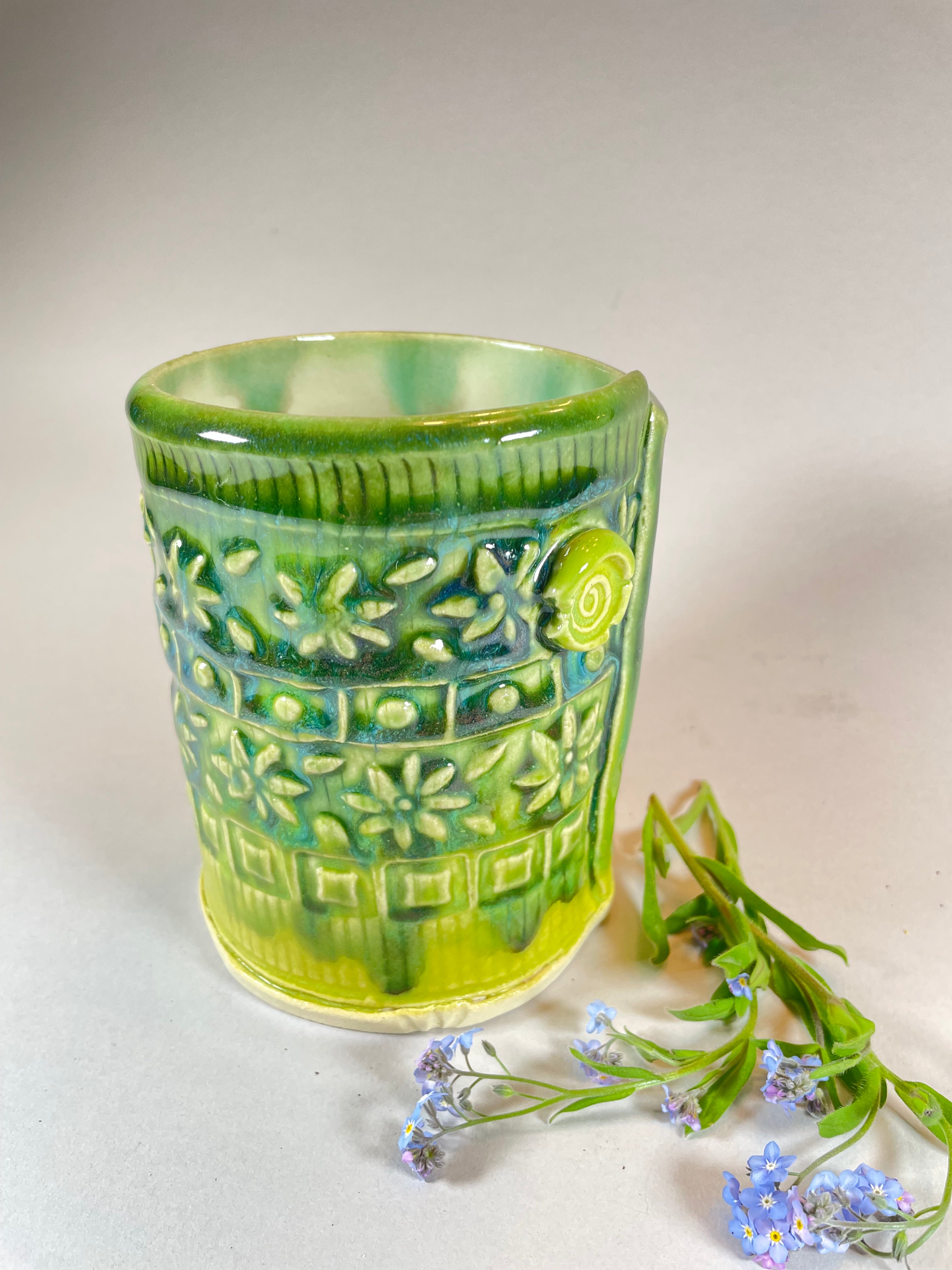 Pottery by Jackie- Green Glazed Vase