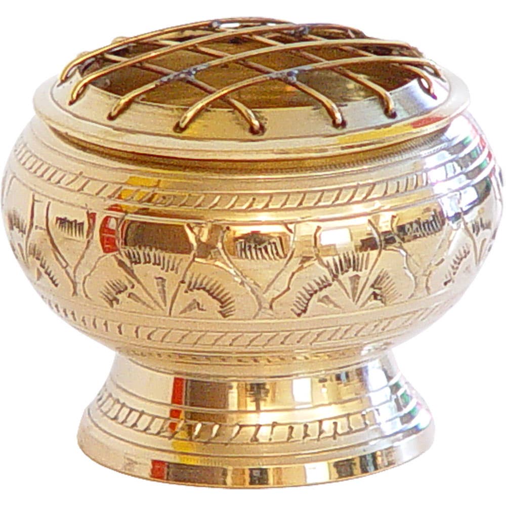 Brass Incense Burner with Grid