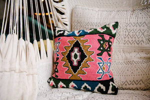 Kilim Design Hand Embroidered 16” Pillow