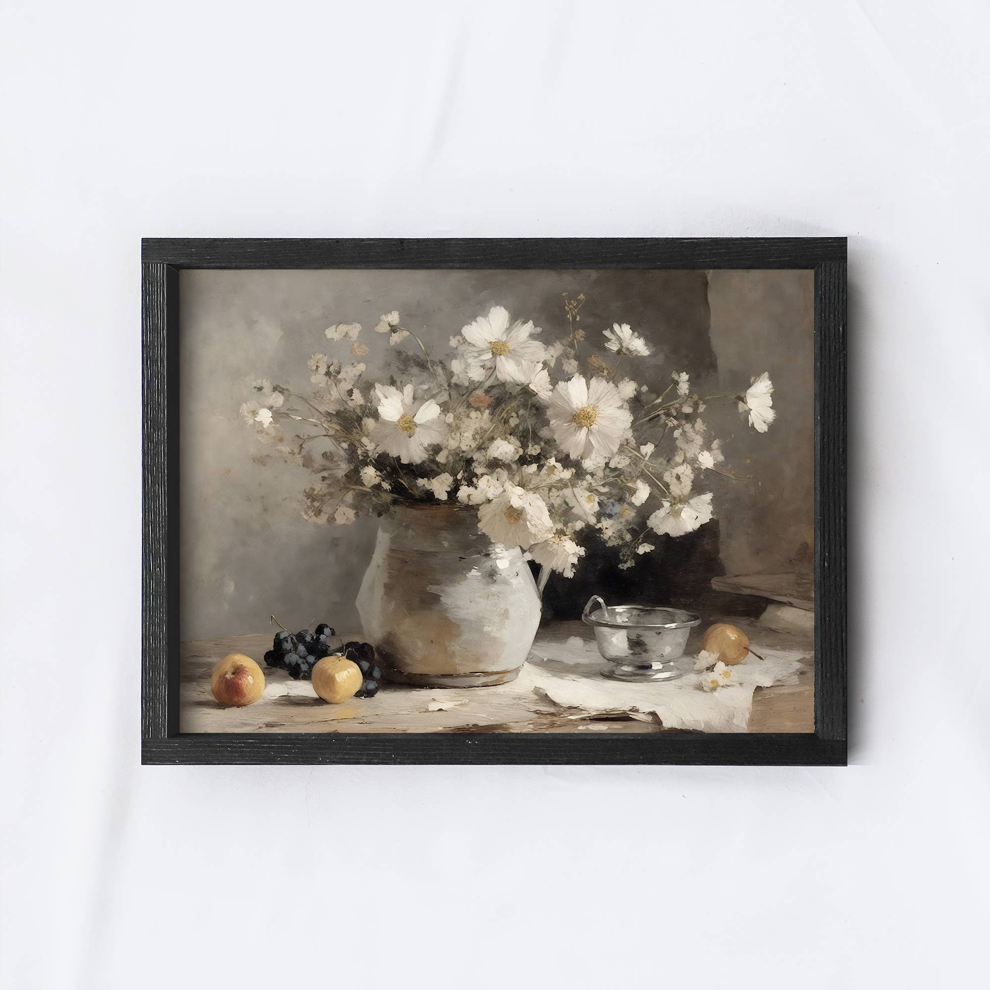 Vintage Flower & Fruit Still Life Print 19 x 13