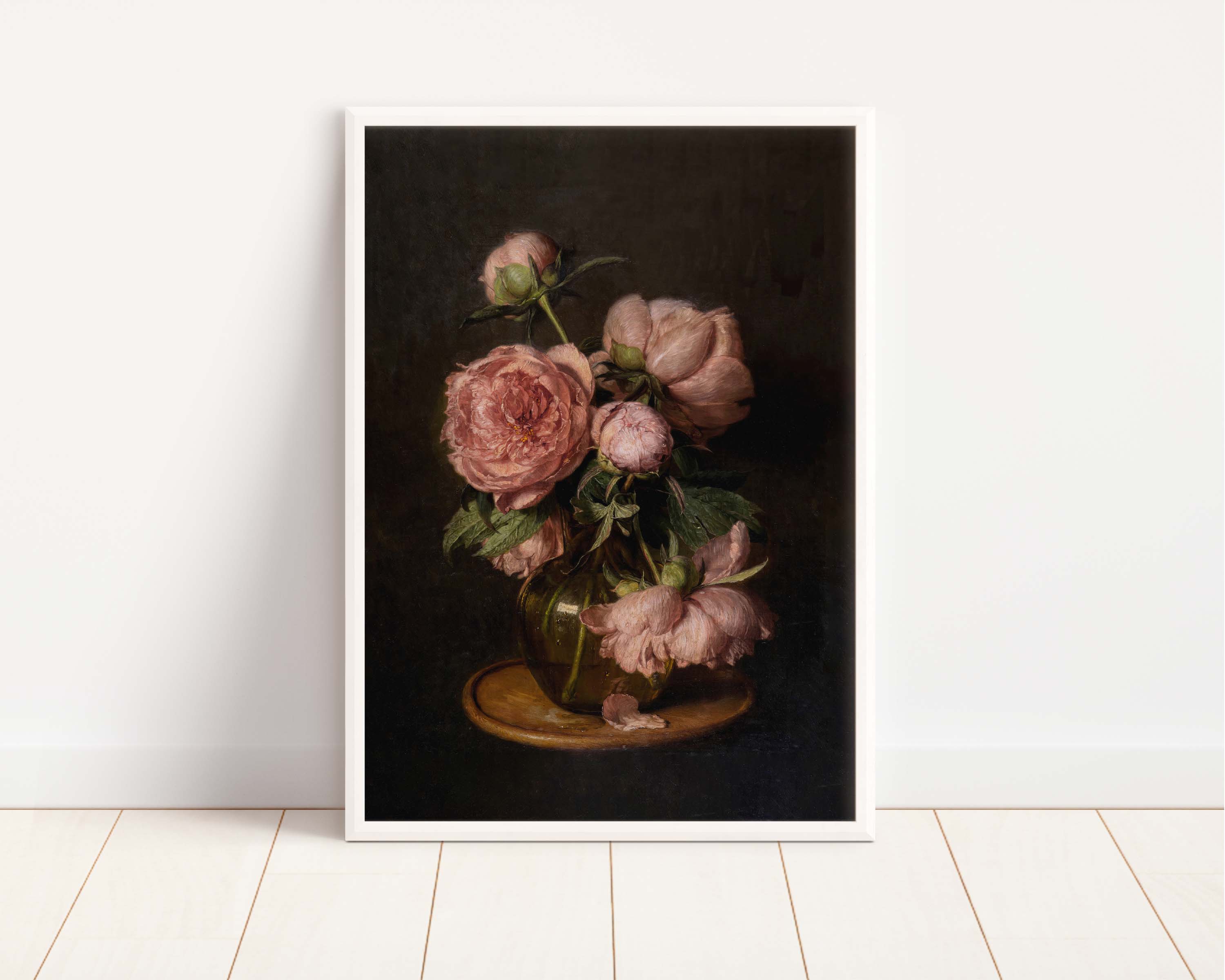 Moody Peonies Vintage Art Print