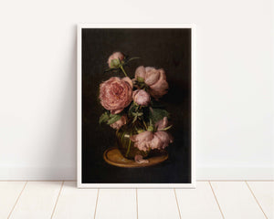 Moody Peonies Vintage Art Print