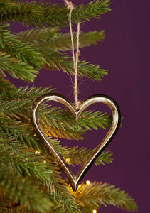 Gold finish heart decoration, recycled aluminium