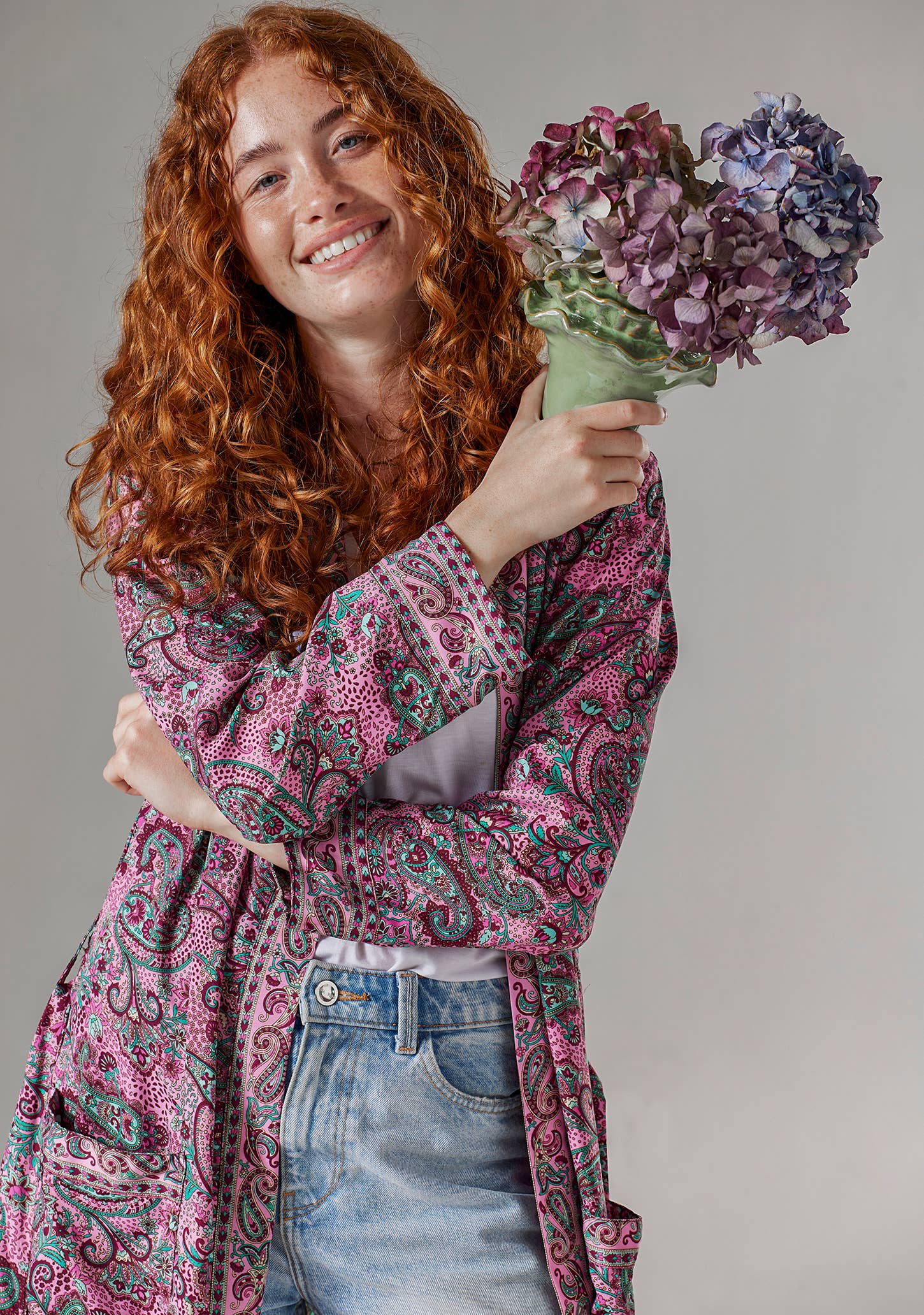 Pink Floral Paisley Kimono/Dressing Gown