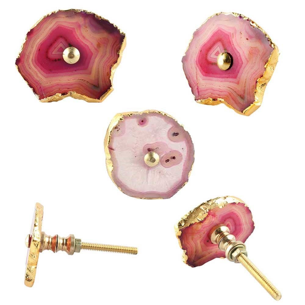 Pink Agate Stone Knob