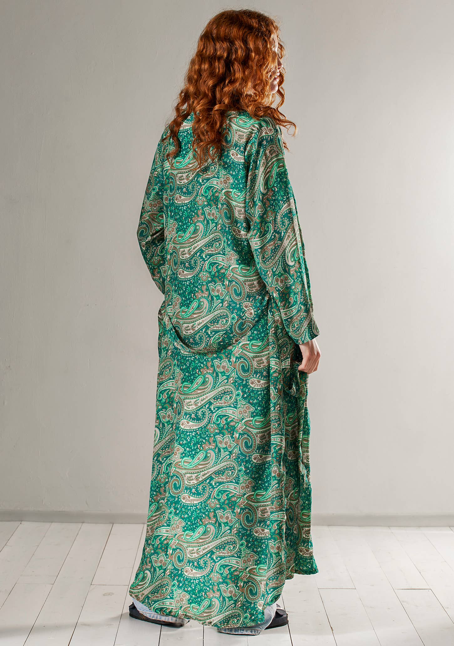 Green Floral Paisley Kimono/dressing Gown