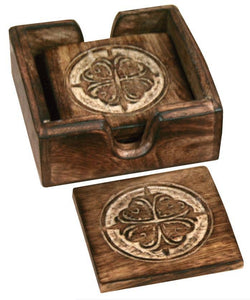 Mango Wood Coasters Set of 6 - Celtic Hearts