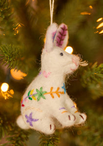 Felt Embroidered Rabbit Ornament