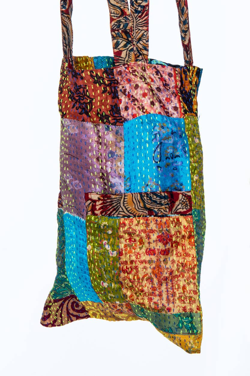 Silk Kantha Tote Bag