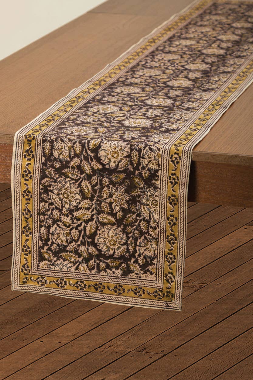 Black Kalamkari Table Runner