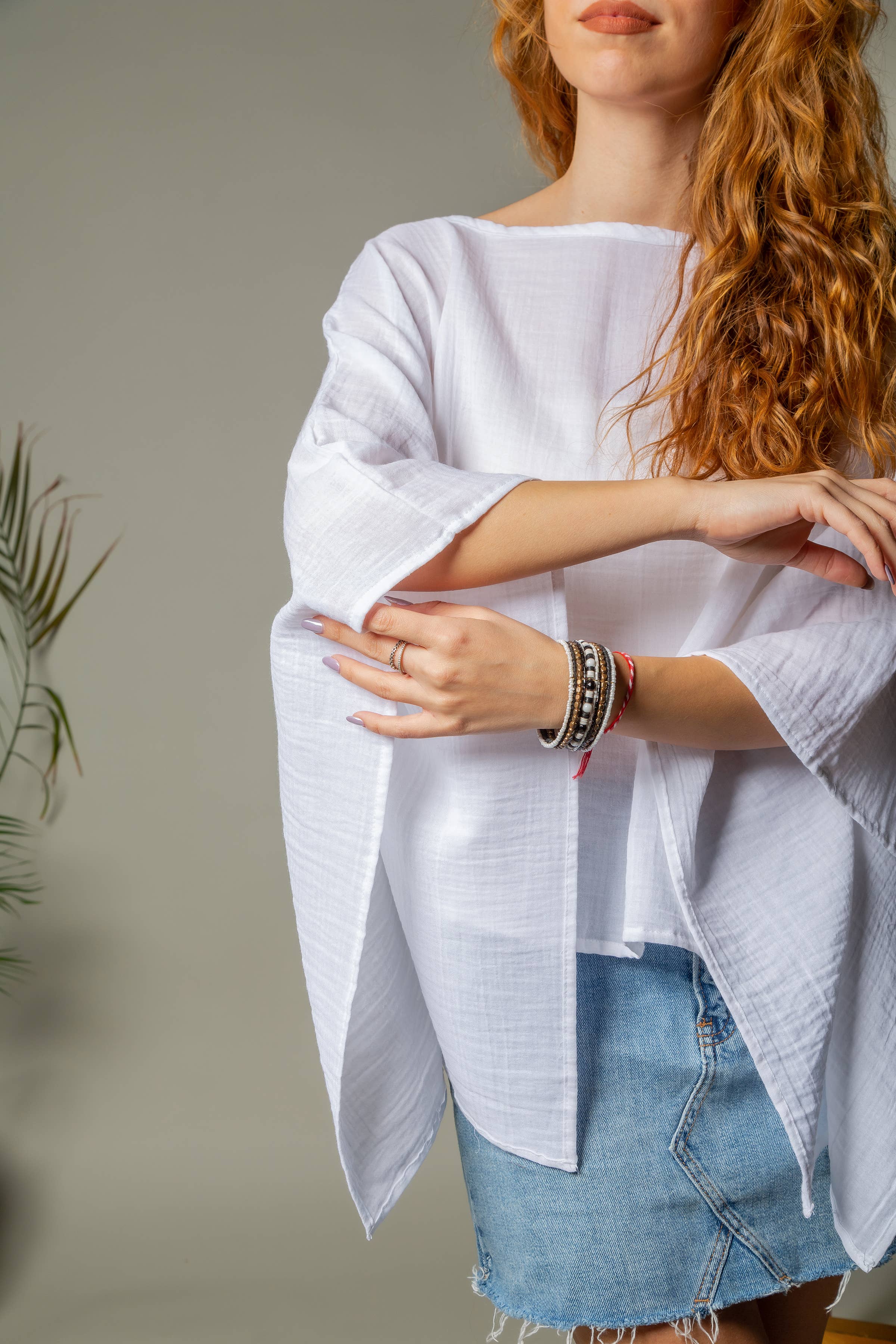 White Off Shoulder Crinkle Cotton Blouse Top
