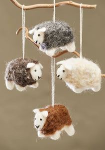 Natural Woolly Felt Sheep Ornament