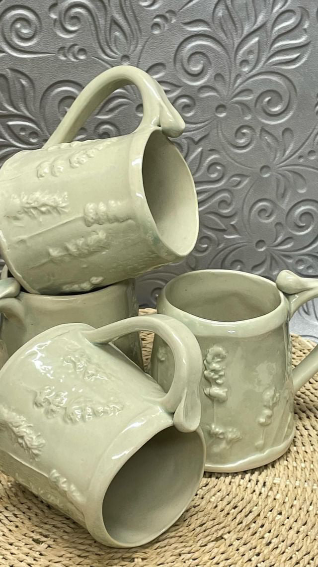 Pottery by Jackie Light Green Mugs