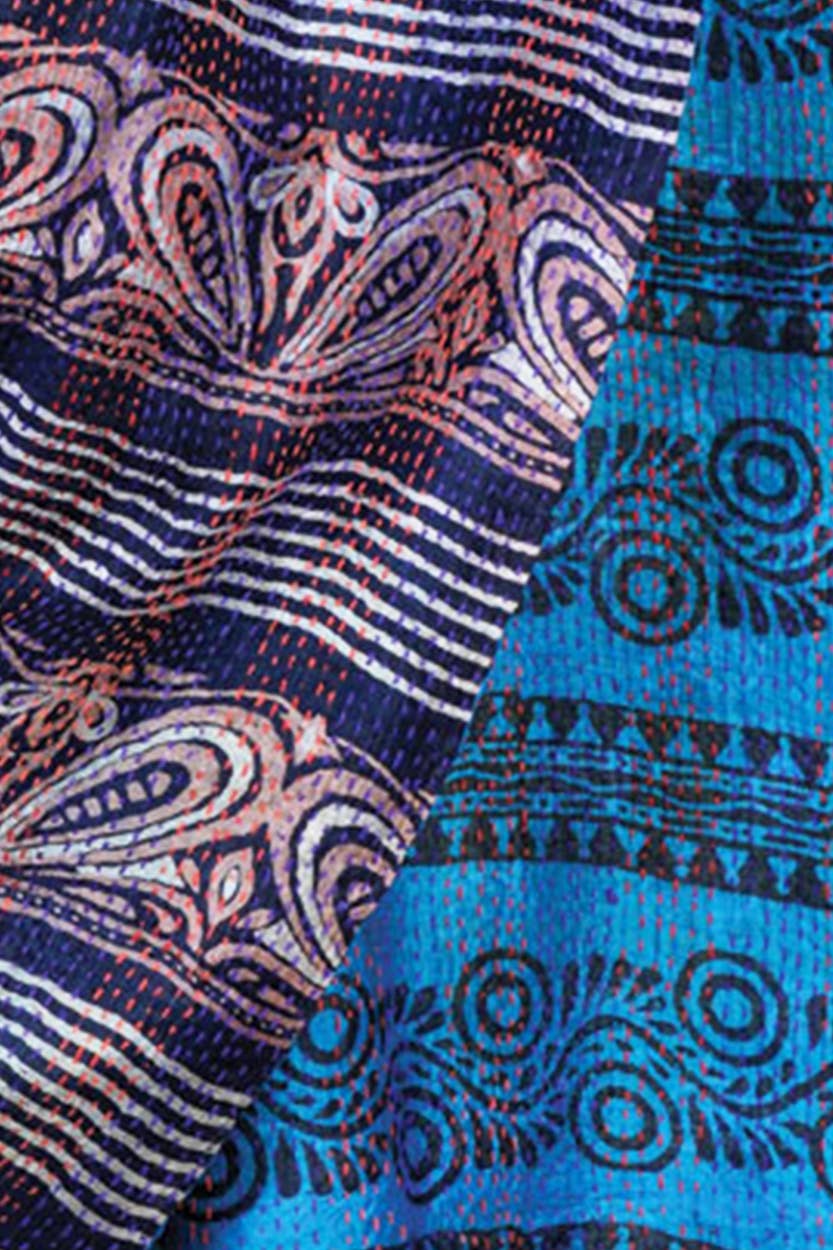 Silk Sari Kantha Throws