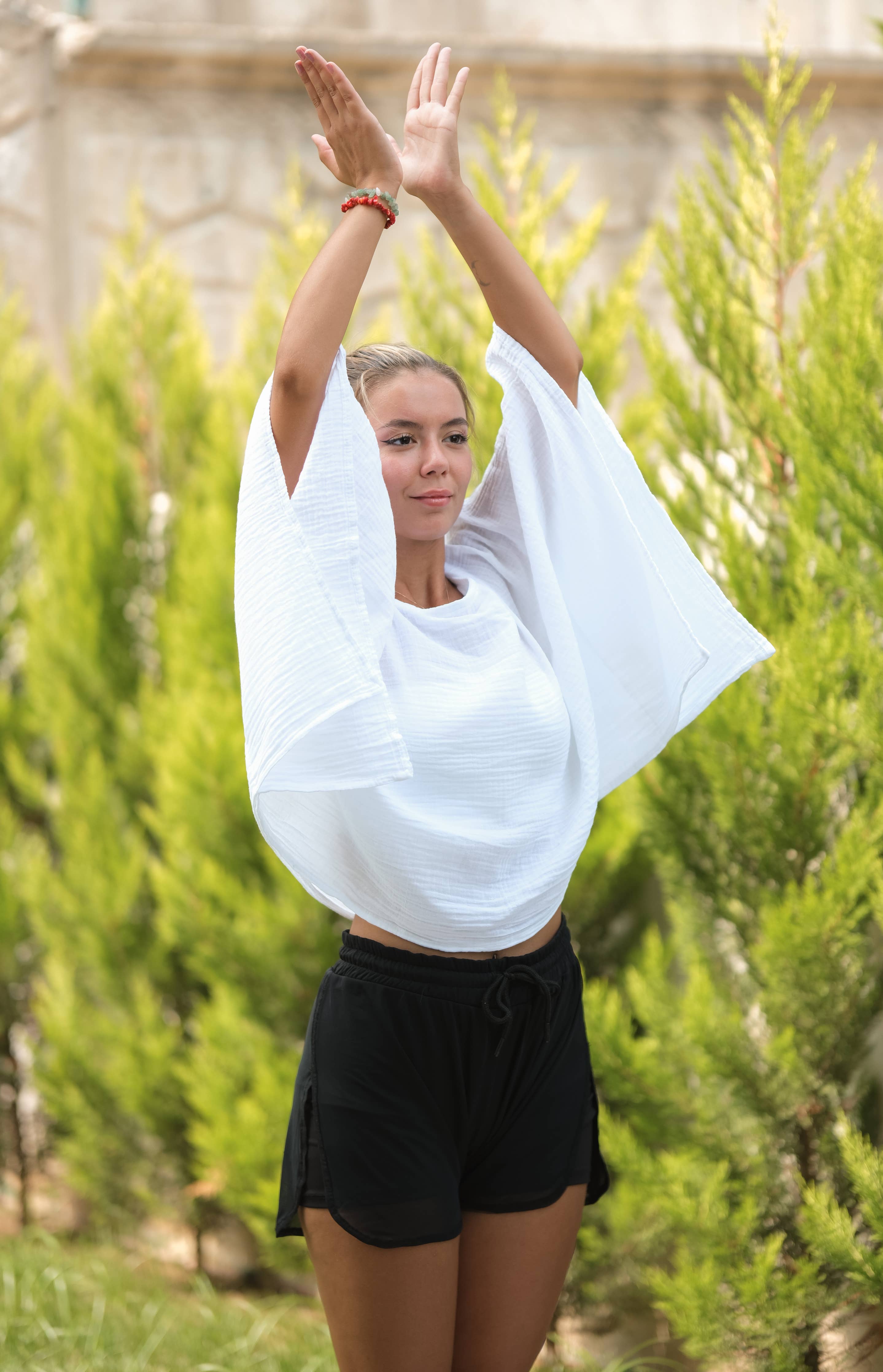 White Off Shoulder Crinkle Cotton Blouse Top