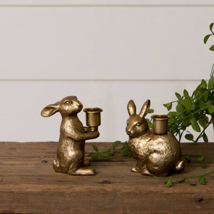 Gold Bunny Tapered Candle Holders 2 styles