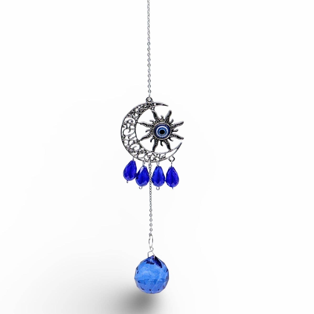Suncatcher - Crystal Hanging Ornament - Moon, Sun & Evil Eye