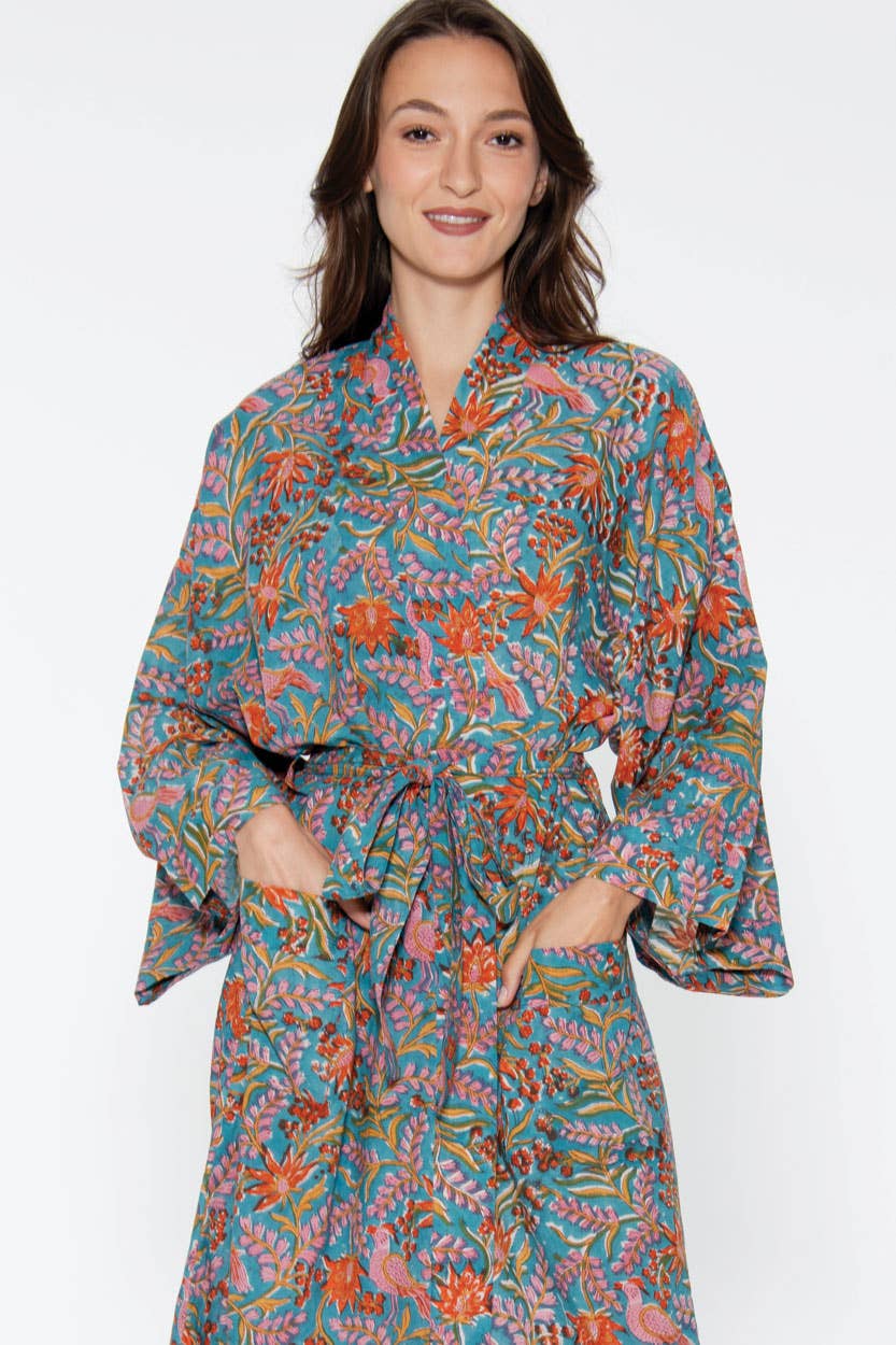 Reva Block Print Kimono Robes