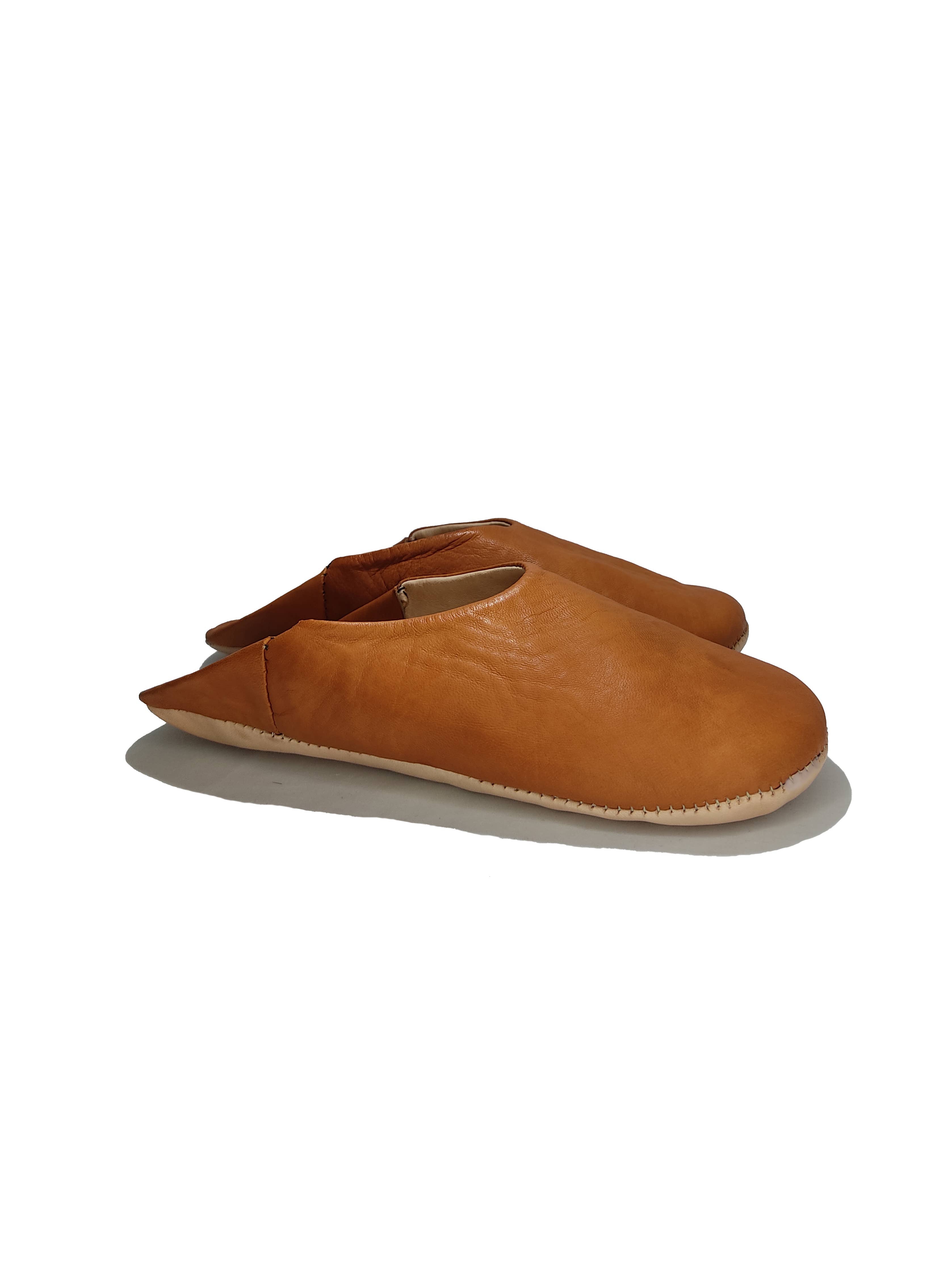 Womens Moroccan Babouche Slippers Handmade Caramel