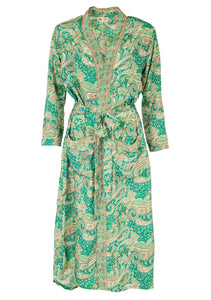 Green Floral Paisley Kimono/dressing Gown