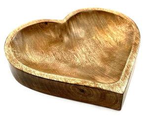 Mango Wood Trinket Tray-Heart Plain