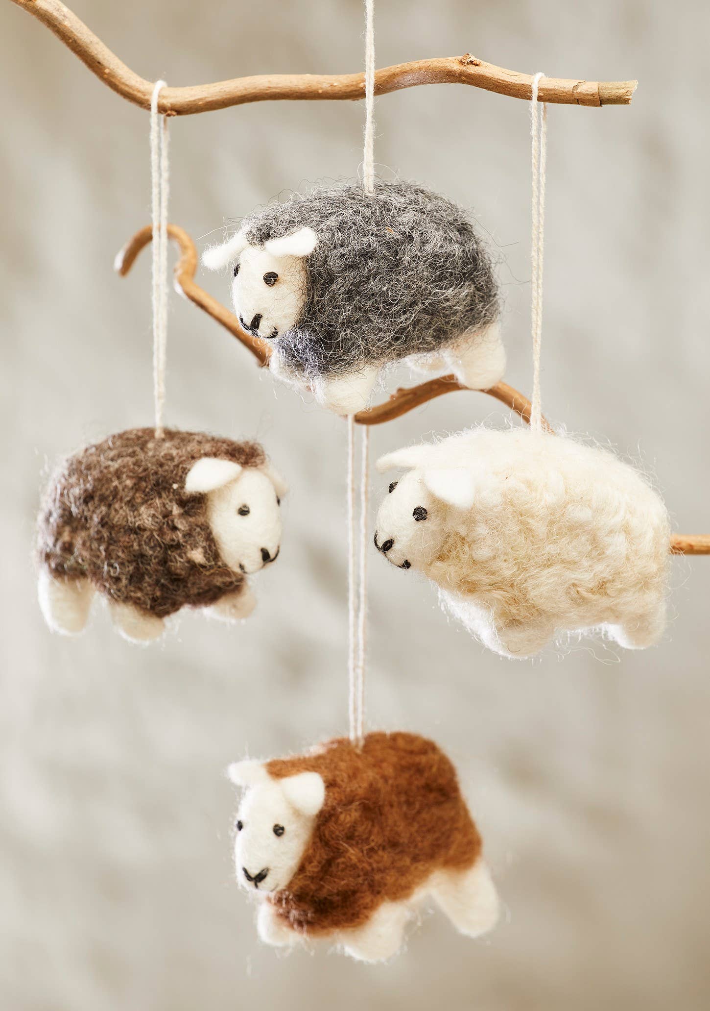 Natural Woolly Felt Sheep Ornament