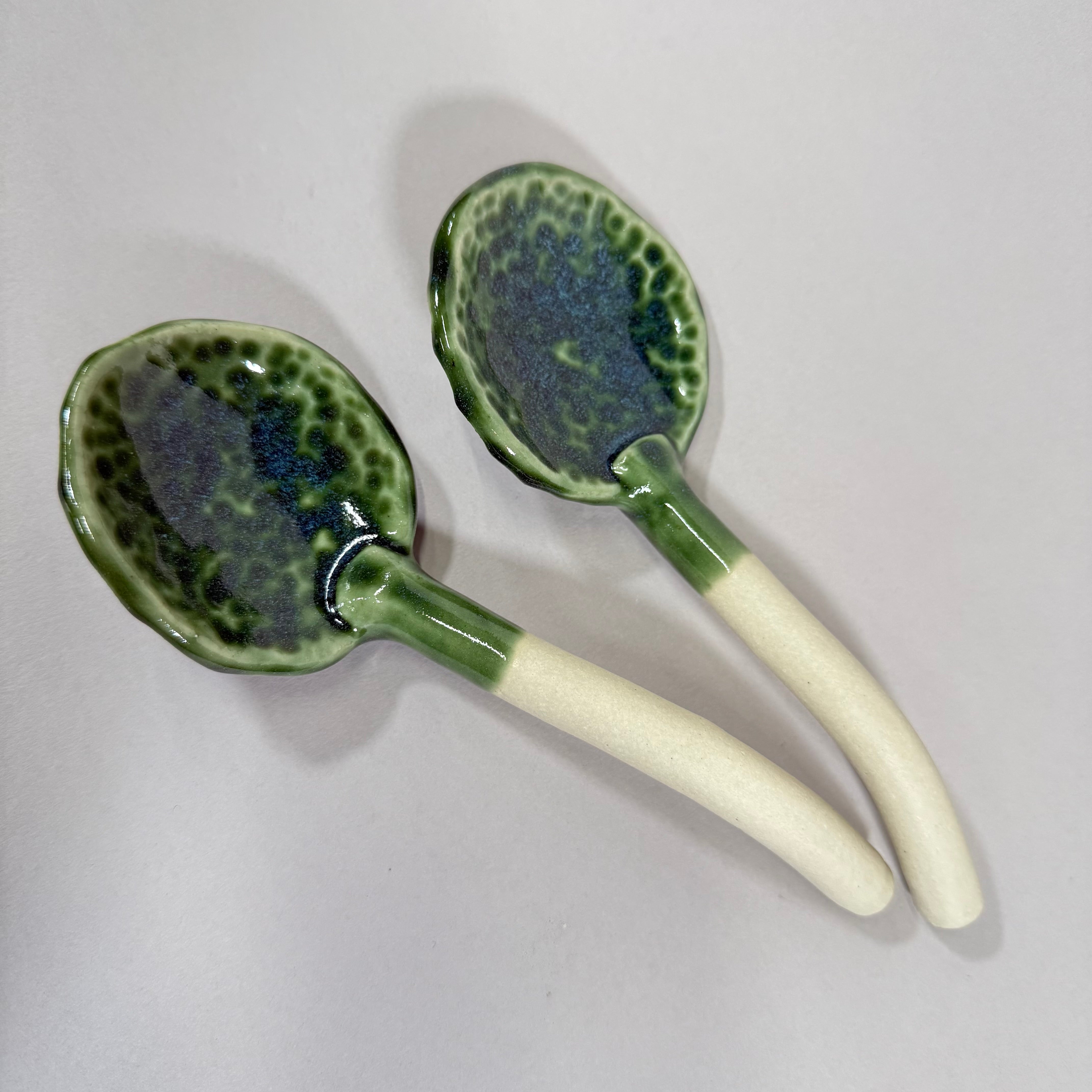 Pottery by Jackie- Green Glazed Spoons
