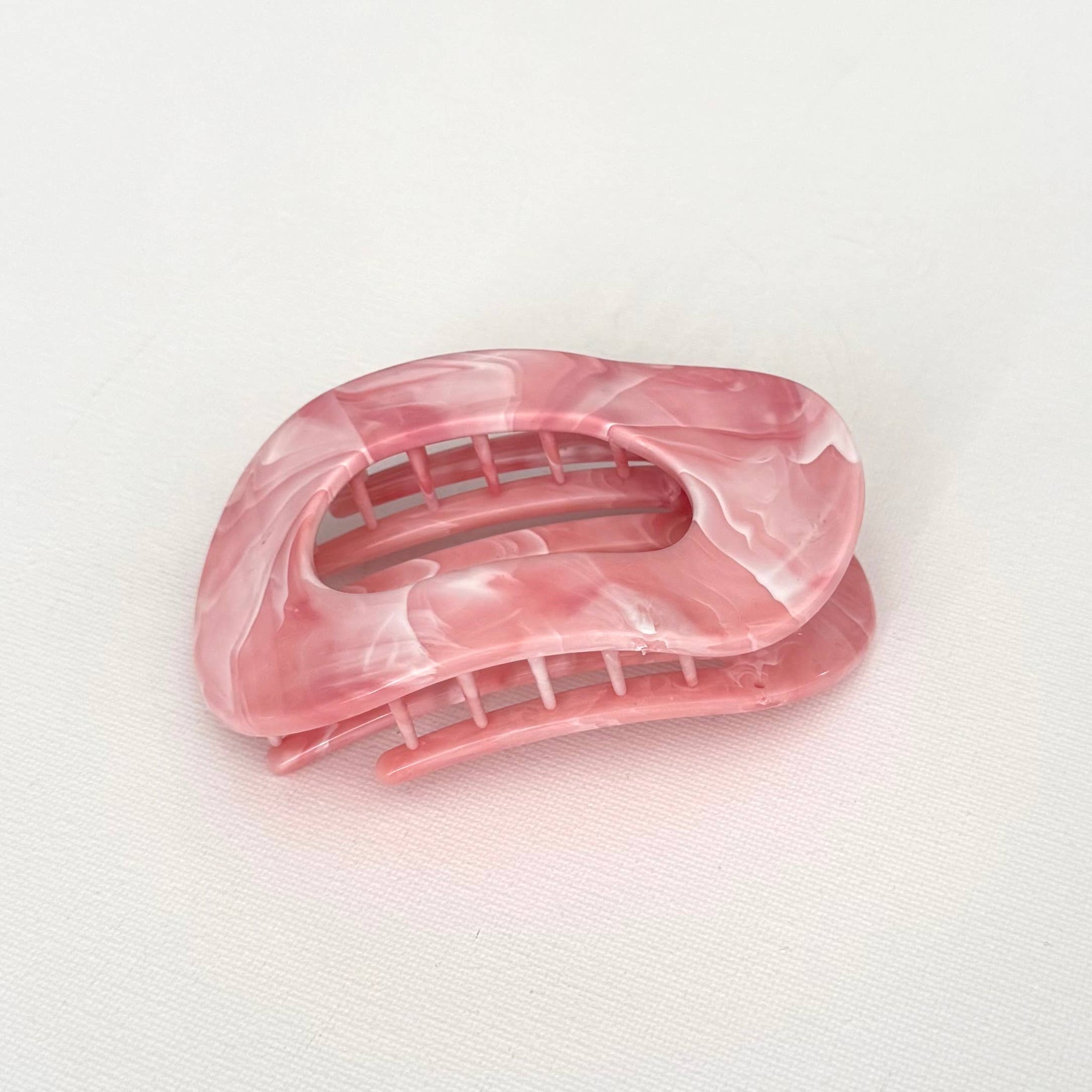 Flat Oval Hair Clip Accessory Pink Marble Hair Claw