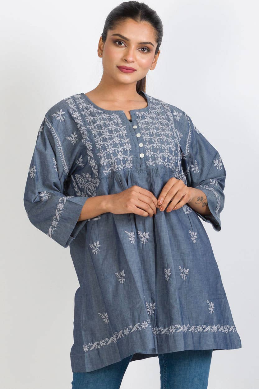 Tarika Silver Chambray Tunic