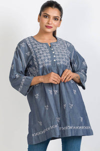 Tarika Silver Chambray Tunic