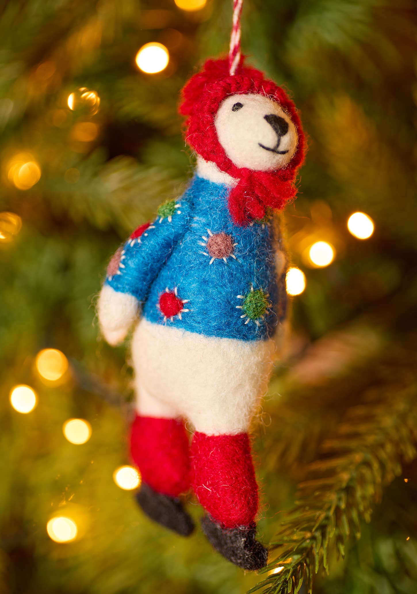 Embroidered Felt Skating Bear Decoration