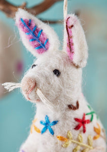 Felt Embroidered Rabbit Ornament