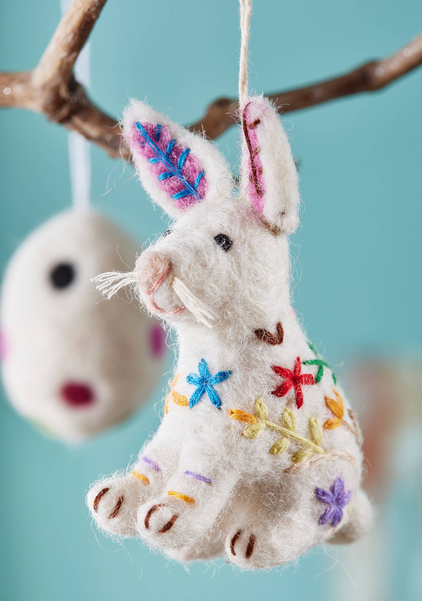 Felt Embroidered Rabbit Ornament