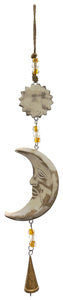 Mango Wood Bell Chimes - Sun & Moon Vintage White 24"