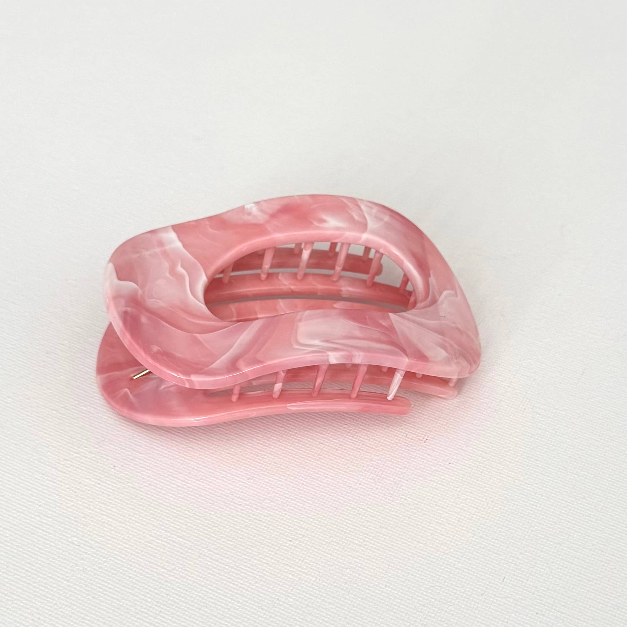 Flat Oval Hair Clip Accessory Pink Marble Hair Claw