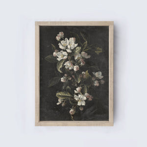 Dark Floral Wall Art Framed | Vintage Flower Print