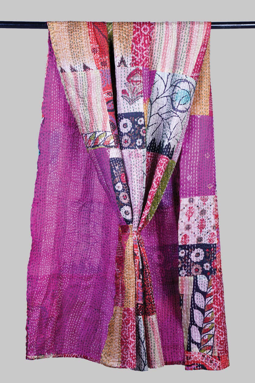 Silk Sari Kantha Throws