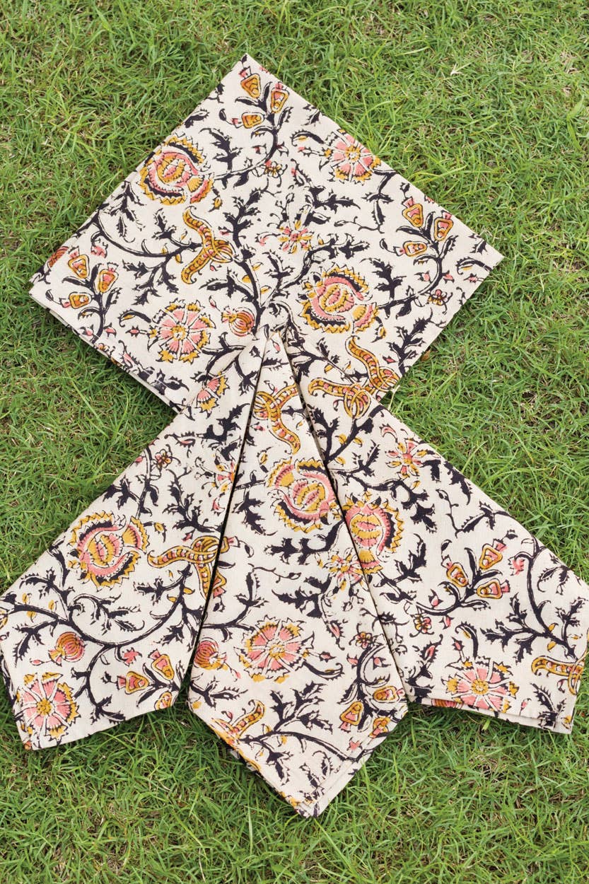 Gold & Rose Kalamkari Napkin Set