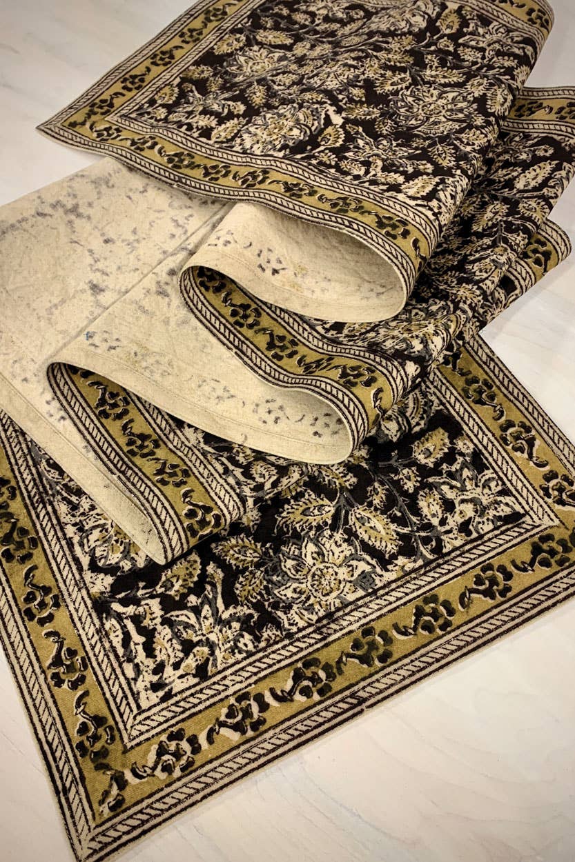 Black Kalamkari Table Runner