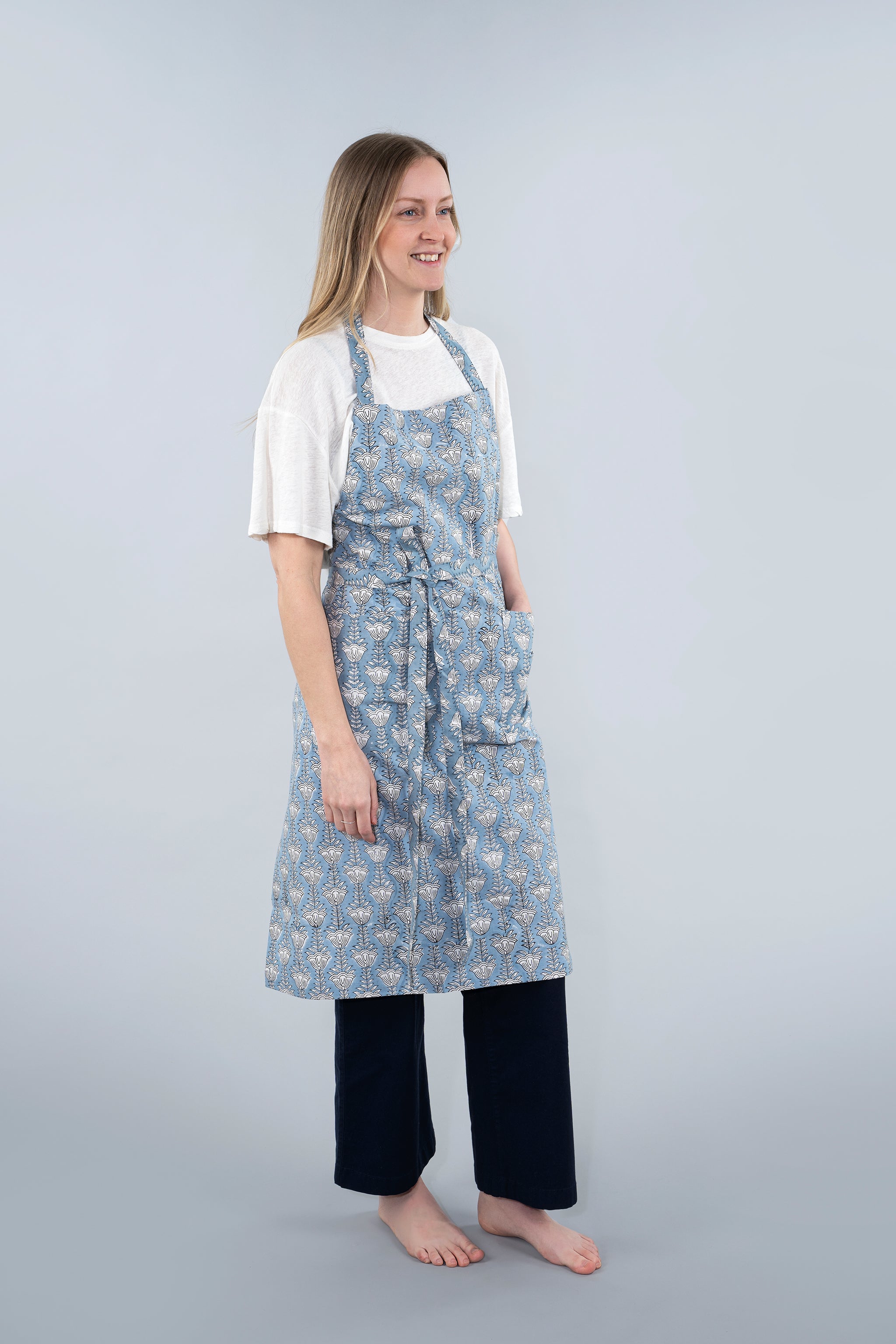 Indaba Block print Apron | Bluebell