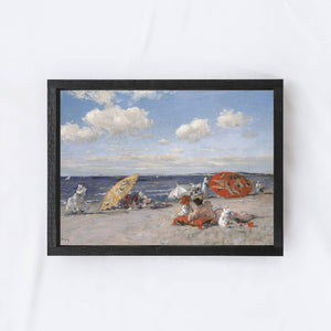 Vintage Framed Print | Beach Scene Painting