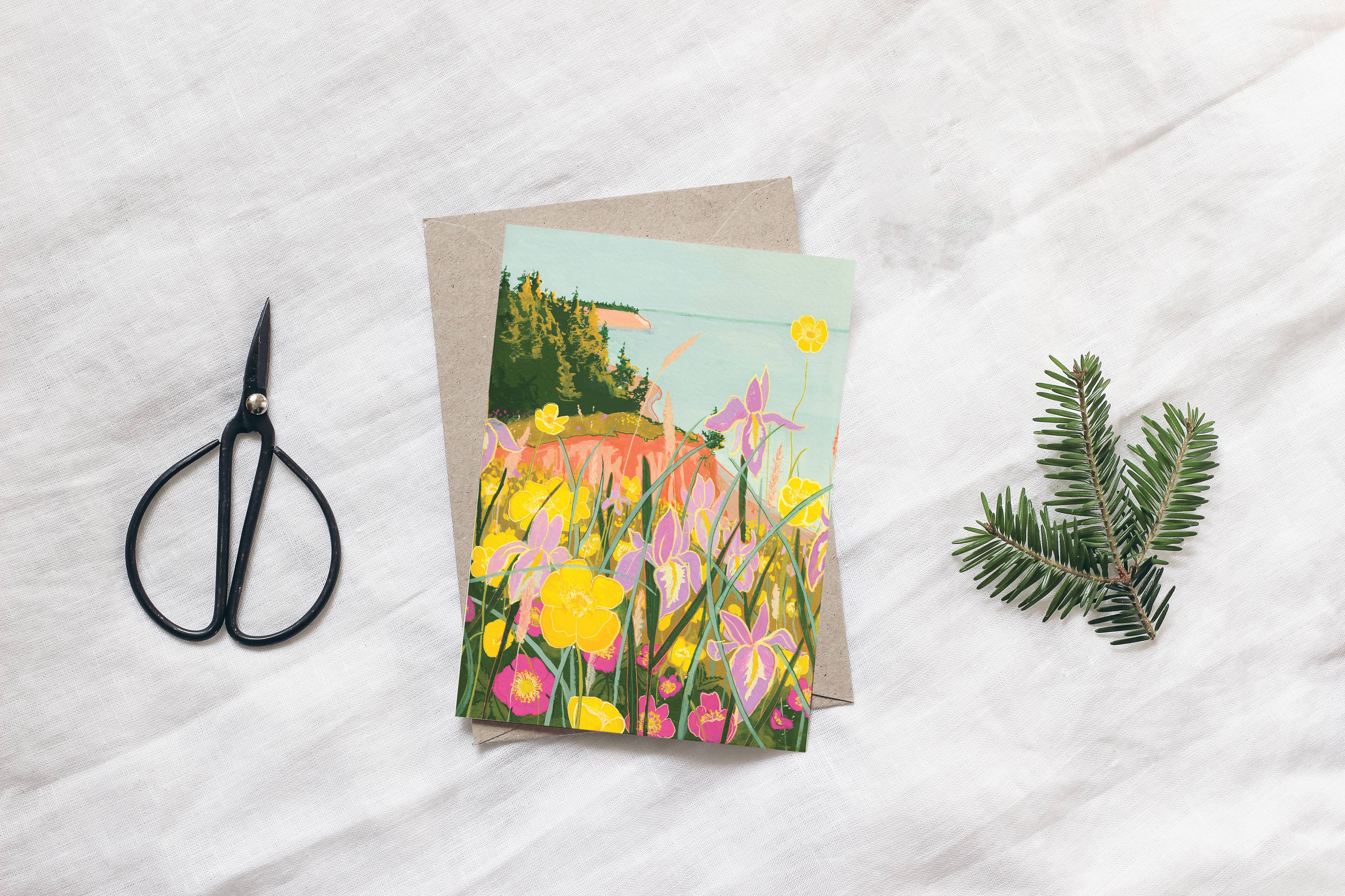 Cliffs, Ocean and Iris Art Card