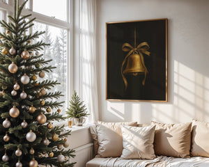 Gold Bell Holiday Art Print 11 x 14