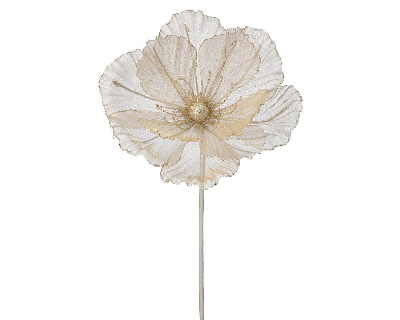 Sheer/Glitter Edge Magnolia 22″ Stem – Champagne