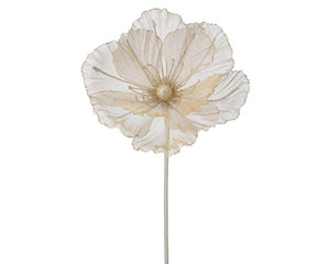 Sheer/Glitter Edge Magnolia 22″ Stem – Champagne
