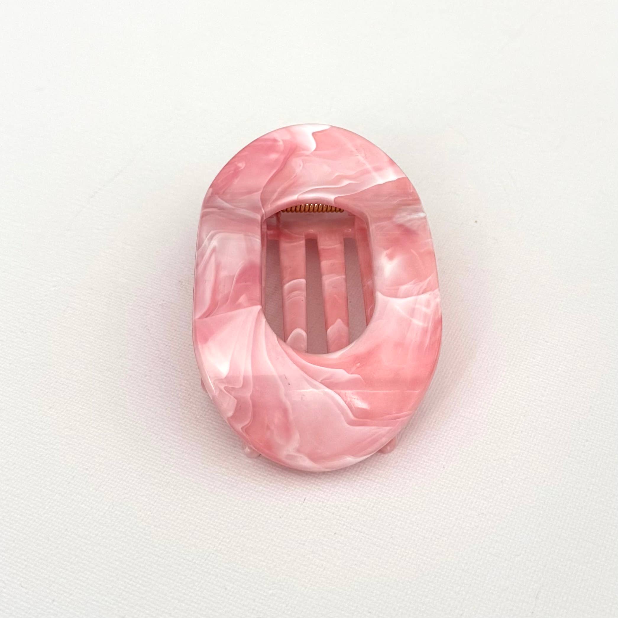 Flat Oval Hair Clip Accessory Pink Marble Hair Claw